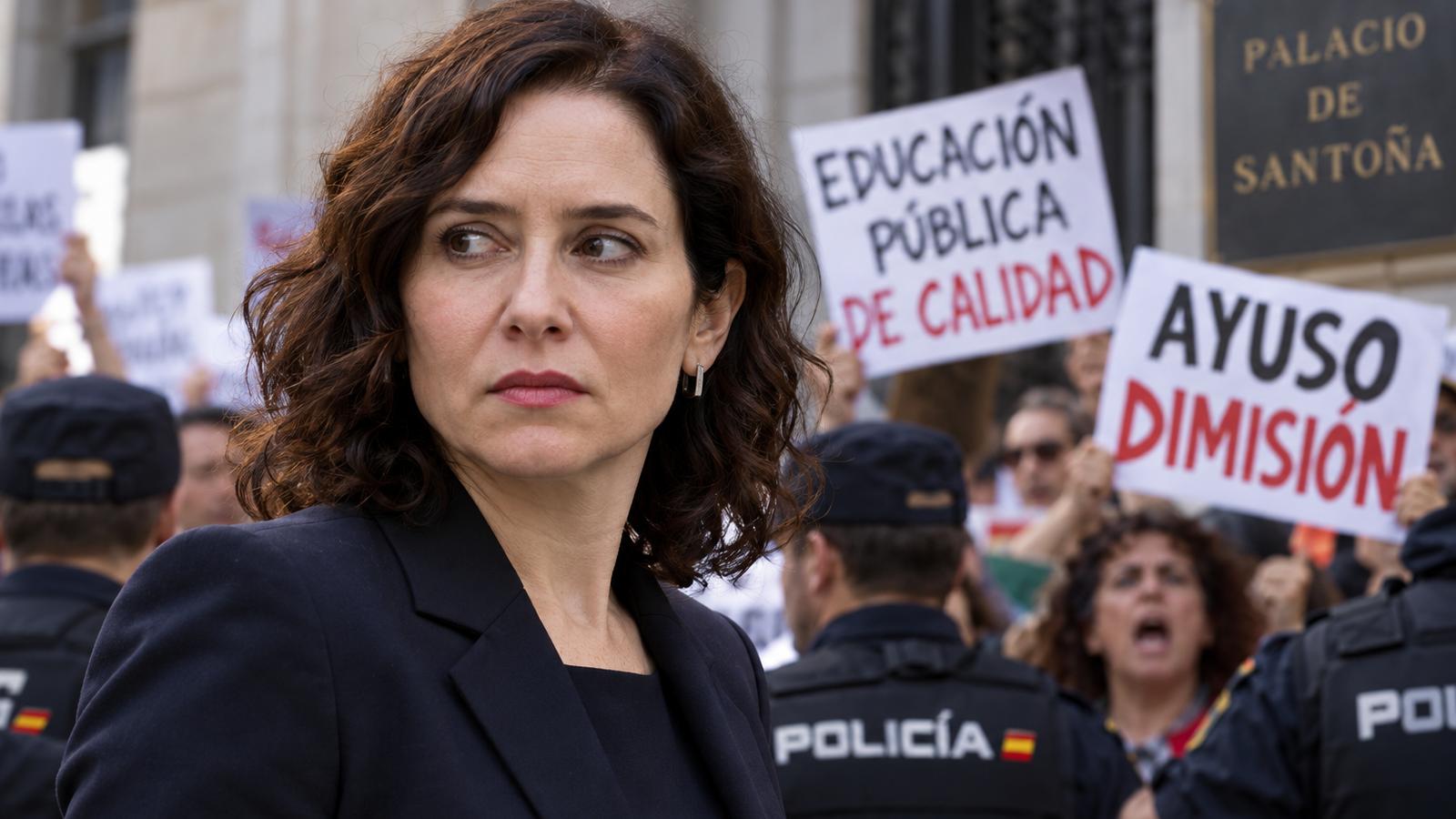 Isabel Díaz Ayuso durante una protesta: cinco gobernantes españoles ante la confrontación política